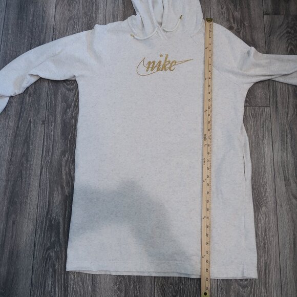 Nike Dress Womens Oversized Midi Hoodie Tunic Metallic Gold Gray White Top S - Picture 14 of 17